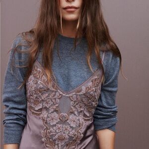 Zara embroidered beaded embellished slip dress xs